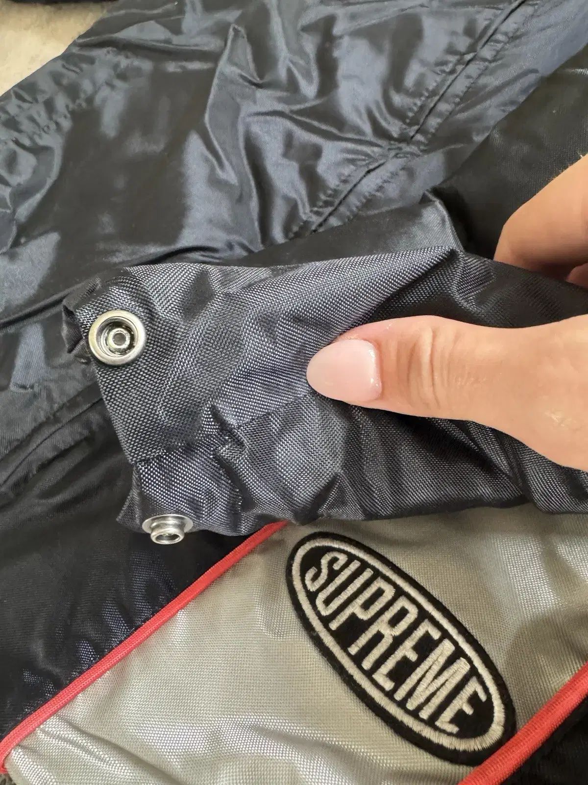 Supreme ストライプ パーカージャケット ブラック