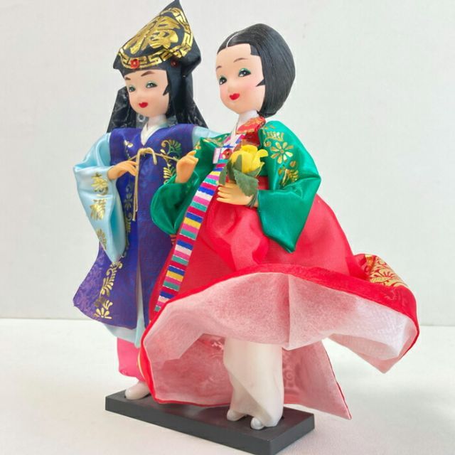 韓国民芸品 韓服人形 ペアセット 伝統衣装の置物 お土産 結婚祝い インテリアギフト doll-d 98-s 韓国 人形 花嫁 韓服 チマチョゴリ おみやげ