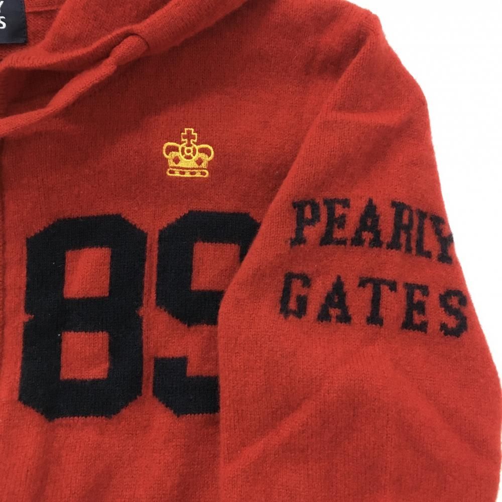  パーリーゲイツ ニットジップパーカー レッド×ネイビー カシミヤ混 背面ボーダー レディース 0 S ゴルフウェア PEARLY GATES ジャケット レディースウェア