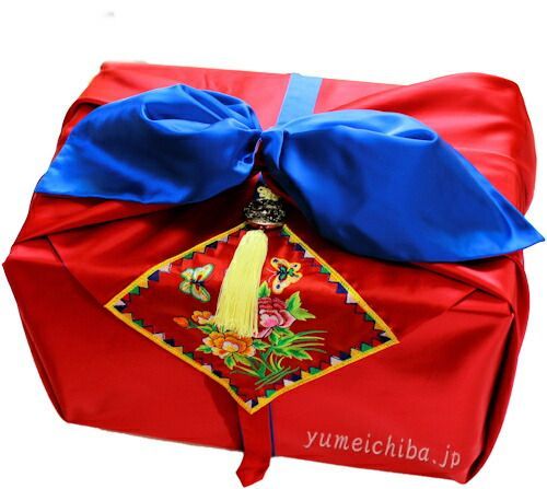 韓国婚礼風呂敷B赤×青150cm角 両面使い furoshiki-b-22-s 風呂敷 大判 おしゃれ
