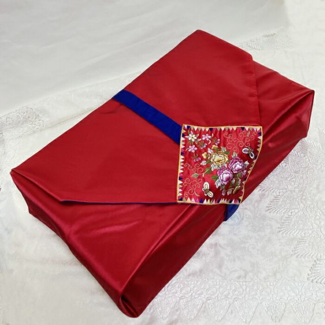韓国婚礼風呂敷繍入り2赤×青150cm角 両面使い furoshiki-b-25-s 風呂敷 大判 おしゃれ 婚礼 韓国 刺繍 かわいい
