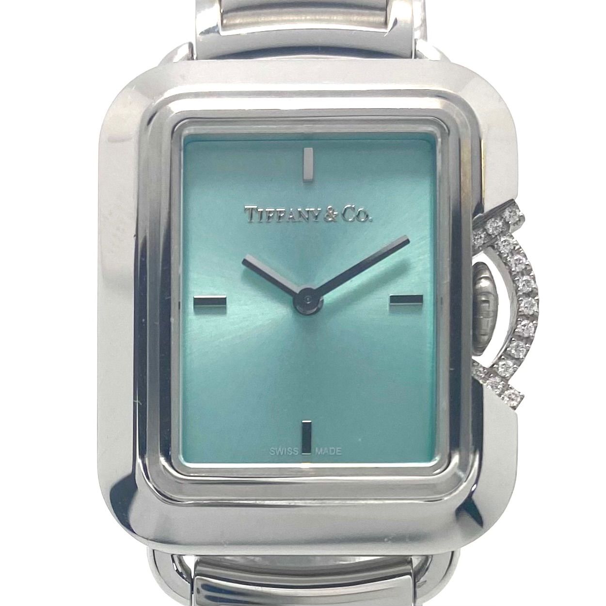 腕時計 レディース ティファニー Tiffany - Co. ティファニー Tレクタングル 68482984 500本 クォーツ 2針 ティファニーブルー ダイヤモンド
