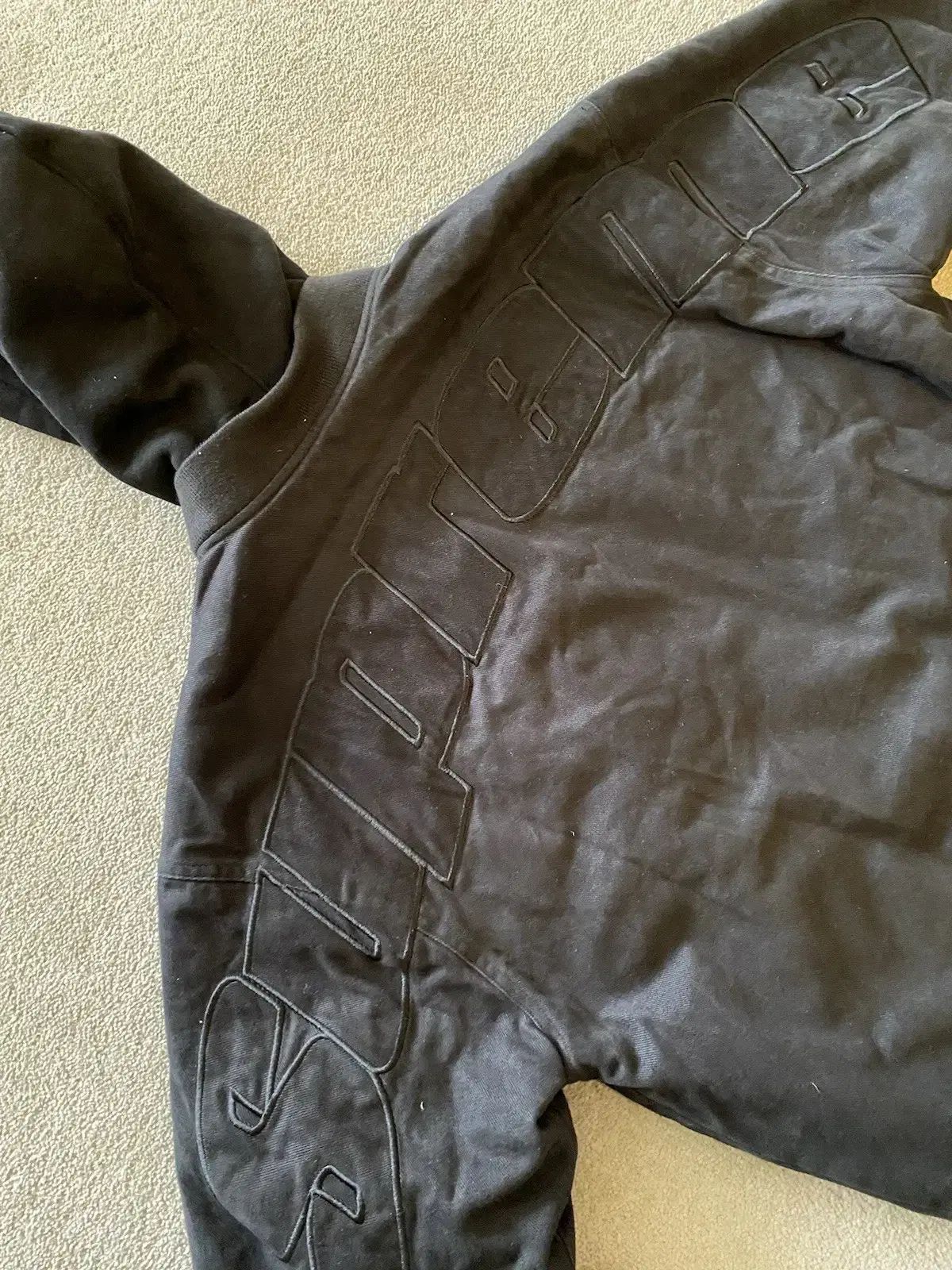 Supreme フード ツイル スタジャン ジャケット ブラック