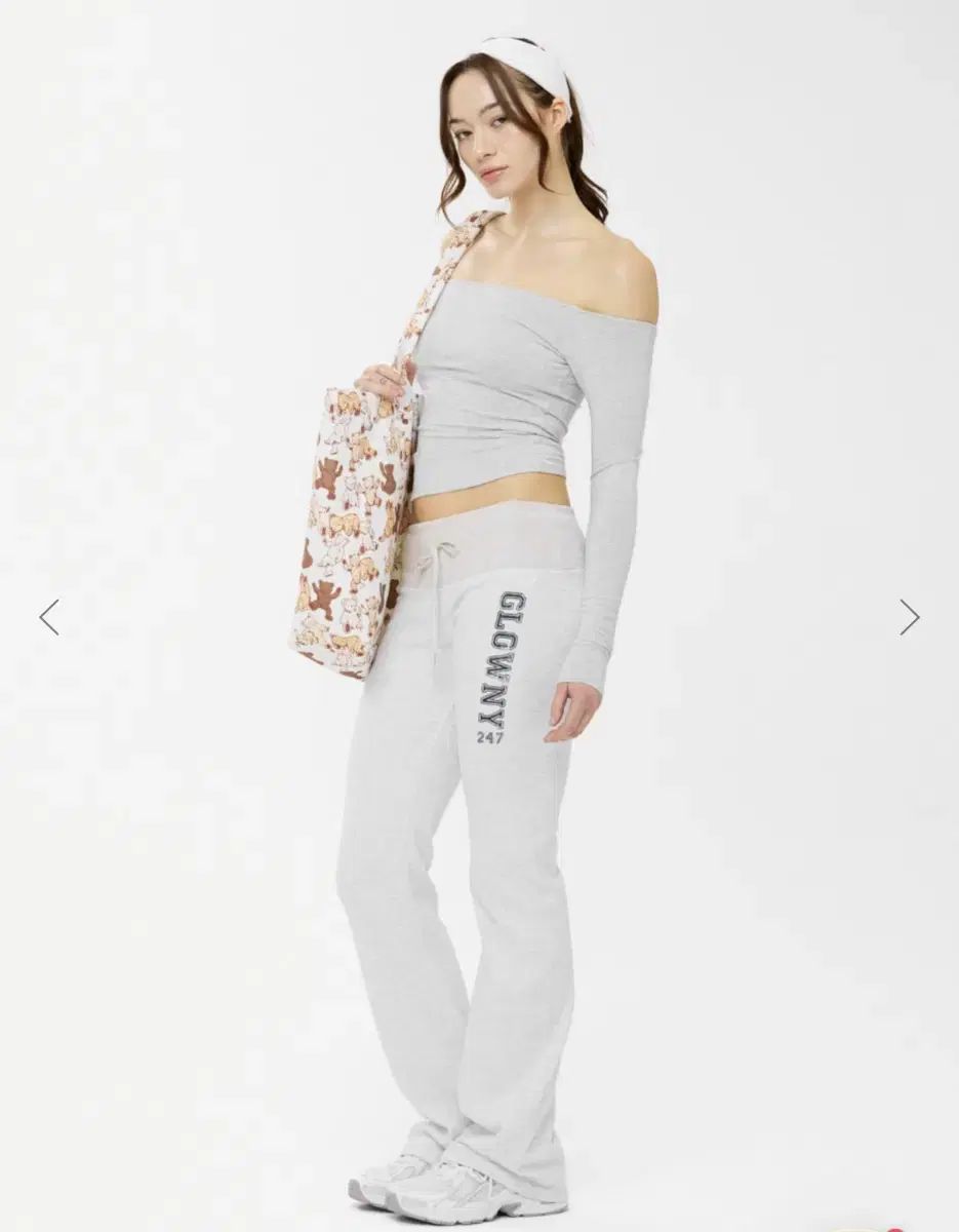 GLOWNY 247 DAY FLARE PANTS - 白メランジ