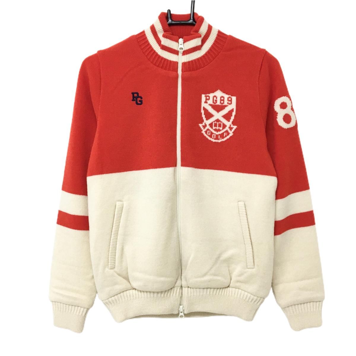 パーリーゲイツ ニットジャケット アイボリー×レッド 裏地メッシュ レディース 1 M ゴルフウェア PEARLY GATES