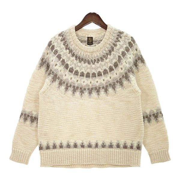 BATONER バトナー ノルディック クルーネック セーター BN-19FM-056 ウール ニット レディース サイズ2 ベージュ系 トップス IL17250