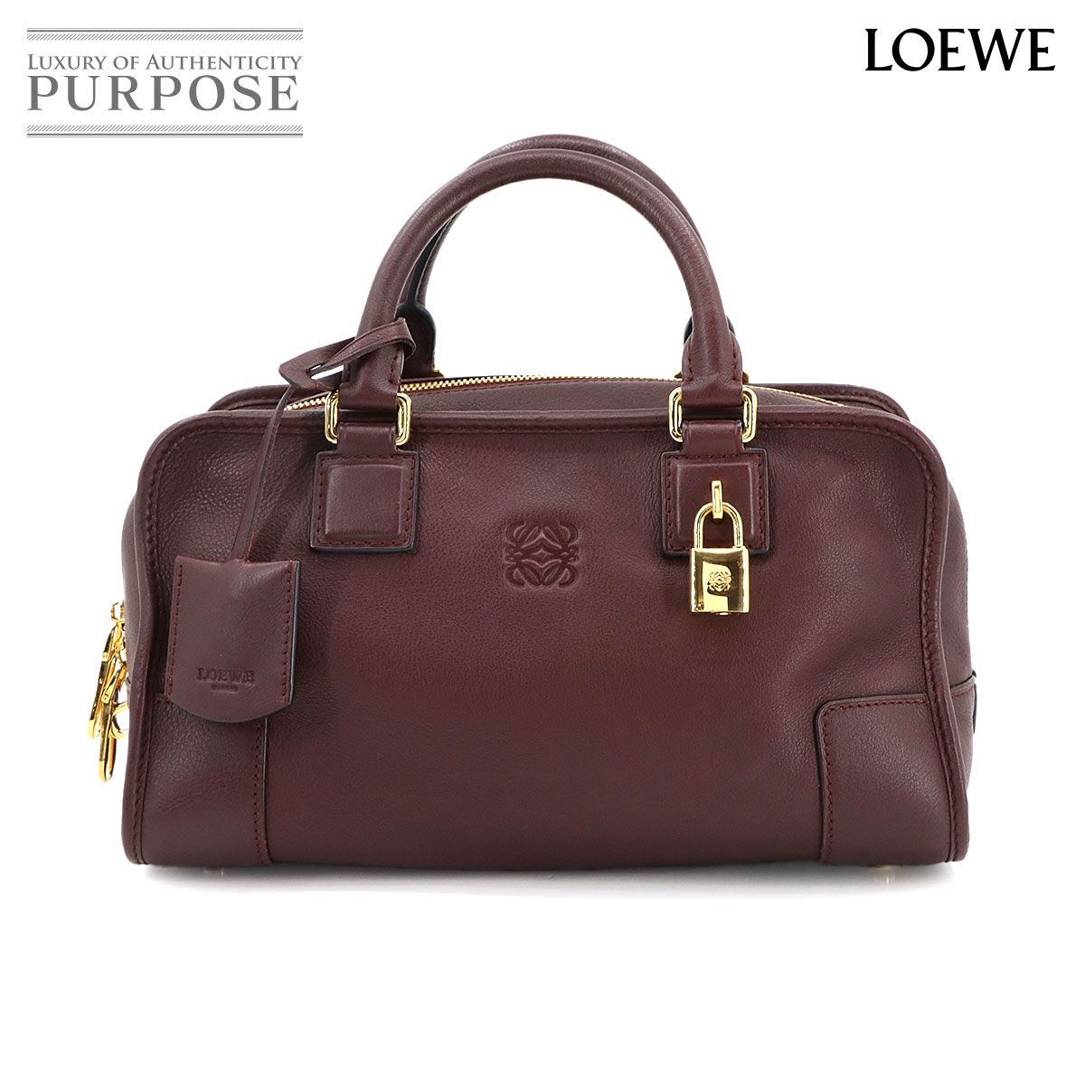 美品 ロエベ LOEWE アマソナ 28 ハンド バッグ レザー ボルドー