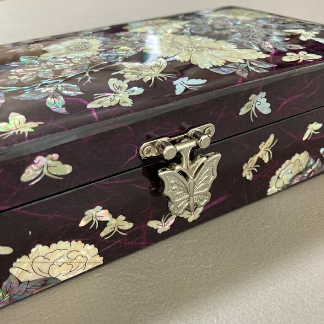 ジュエリーボックス 螺鈿 収納 高級 宝石箱 紫花 蝶 大容量 宝石 雑貨