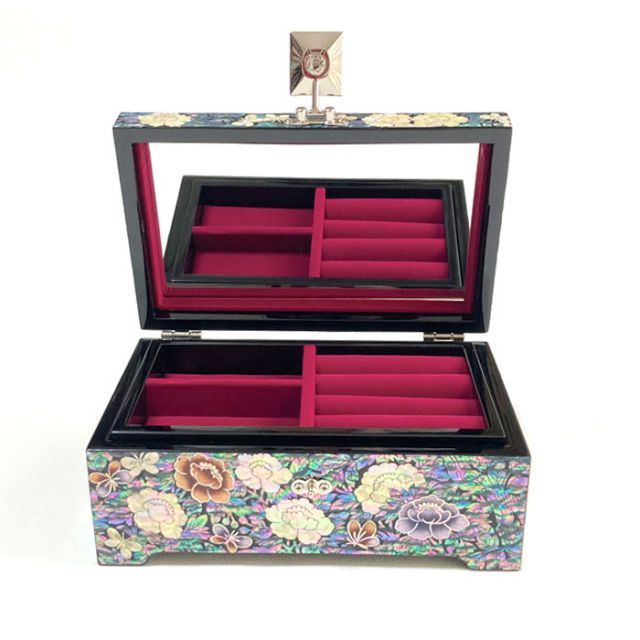 韓国螺鈿宝石箱牡丹と蝶2□jewelrybox-44-s【宝石箱】【結納