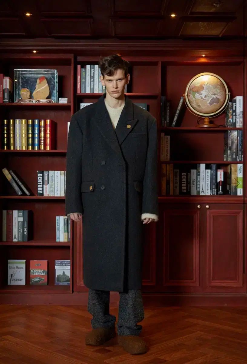 Stu office 2021fw チャコール ダブル ロングコート L