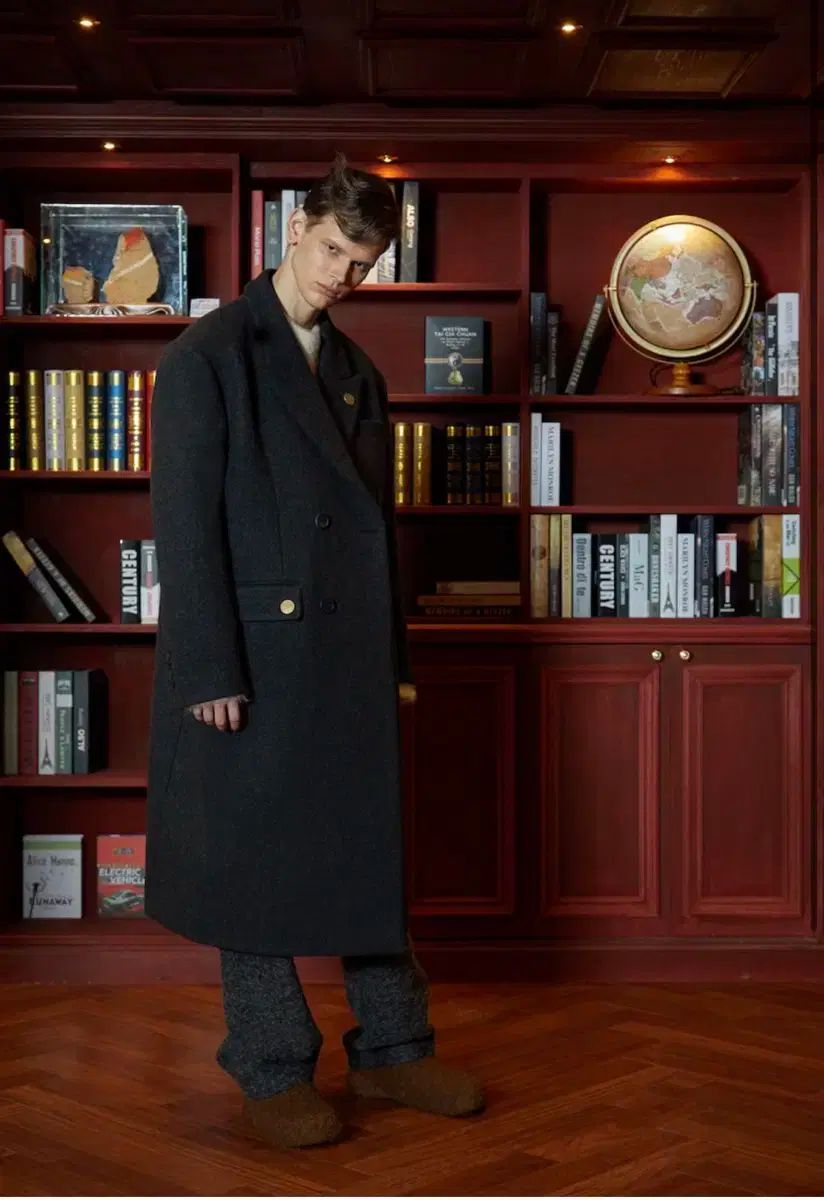 Stu office 2021fw チャコール ダブル ロングコート L