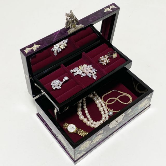 螺鈿の高級ジュエリーボックス・高級螺鈿宝石箱-紫旬□jewelrybox-53-s