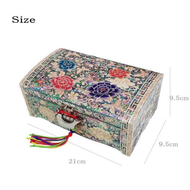 螺鈿の高級ジュエリーボックス鍵付き 盆付き 韓国高級螺鈿宝石箱 牡丹