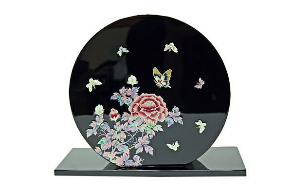 韓国螺鈿花器牡丹と蝶 丸 kaki drvs 01 s ギフト お土産 韓国 インテリア ディスプレイ 螺鈿細工 韓国雑貨 花 花瓶 プレゼント 旅館 ホテル レストラン 韓国料理 飾り オブジェ 贈答品 かびん フラワーグラス 華道 エントランス