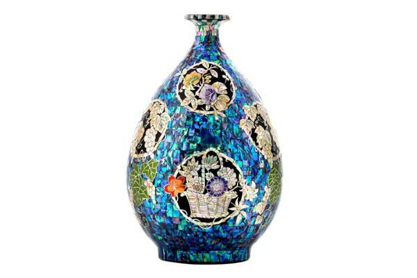 韓国螺鈿花器四君子 細型 kaki-drvs 04-s ギフト お土産 花瓶 おしゃれ 玄関 エントランス 来客 インテリア レストラン 店舗用 ディスプレイ プレゼント 敬老の日 フラワーベース 生け花 お花 キラキラ 感