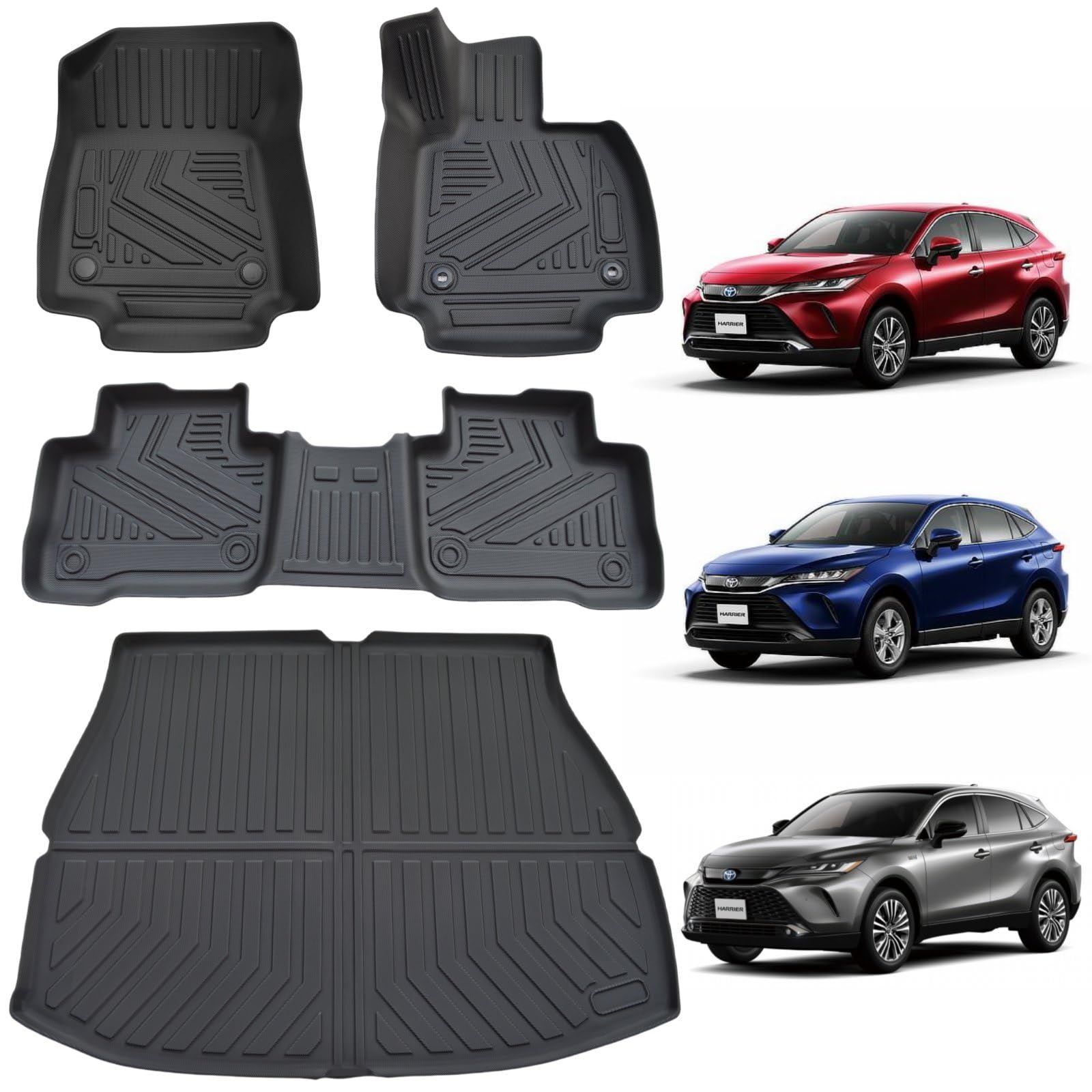 トヨタ新型ハリアー80系フロアマットラゲッジマット全3列 セット滑り止め防水フロアマットTPE材質耐摩擦 3 DマットHARRIER 80系補強 適用2020年 ハリアー ガソリン車ハイブリッド車 フロアマットとラゲッジマッ