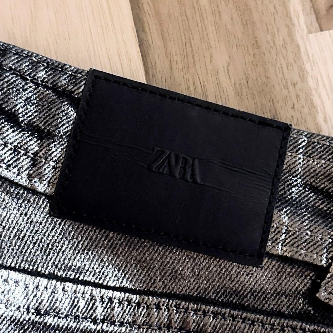  ザラ キラキラ ラメ デニム パンツ ジーパン銀シルバー 黒ブラック メタリック 光沢 コットン綿 クール 長ズボン その他 デニム ジーンズ