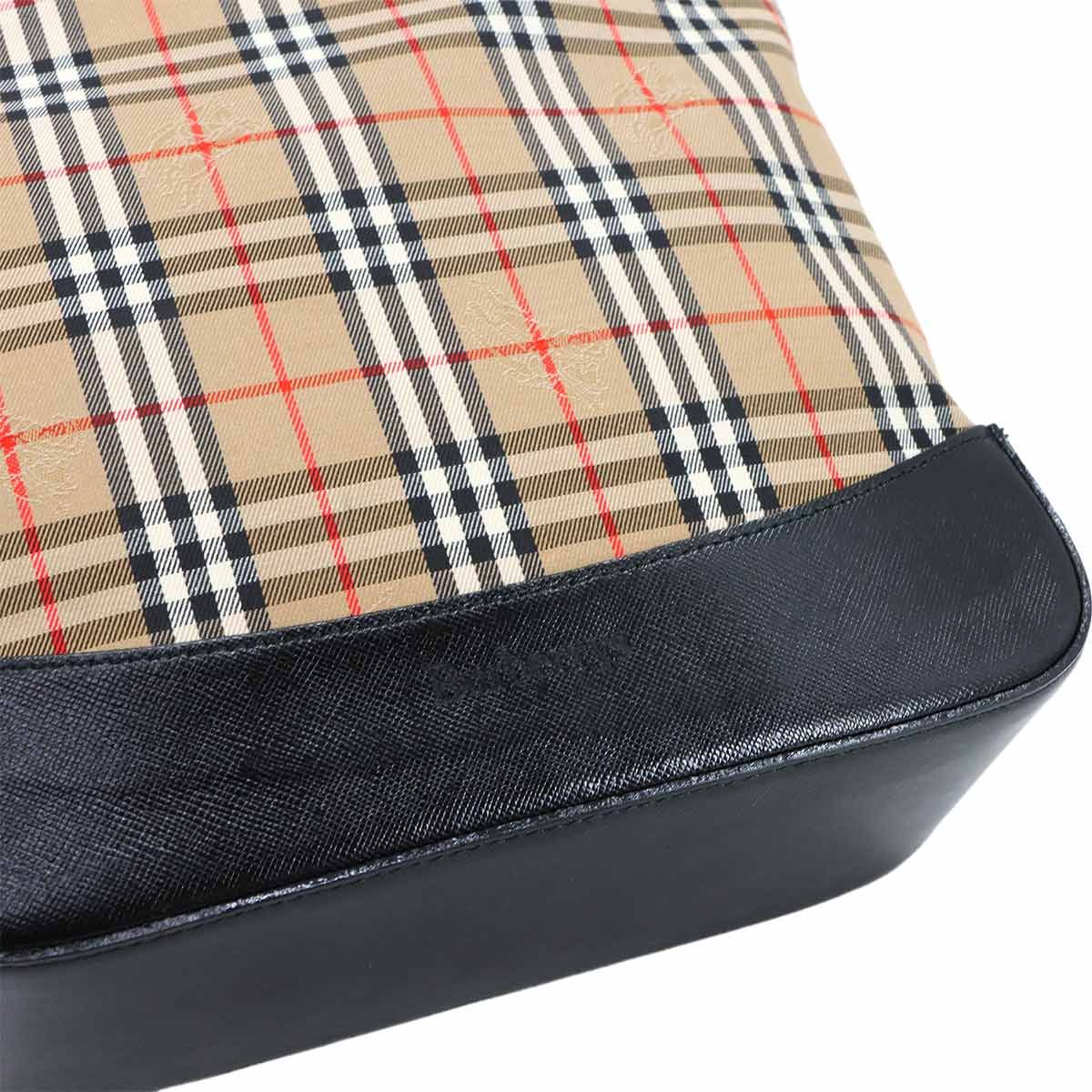 美品 バーバリー バッグ ヘイマーケットチェック トート バッグ キャンバス レザー ブラウン レディース 90299449 【中古】ブランド 美品 バーバリー BURBERRY ヘイマーケットチェック トート バッグ