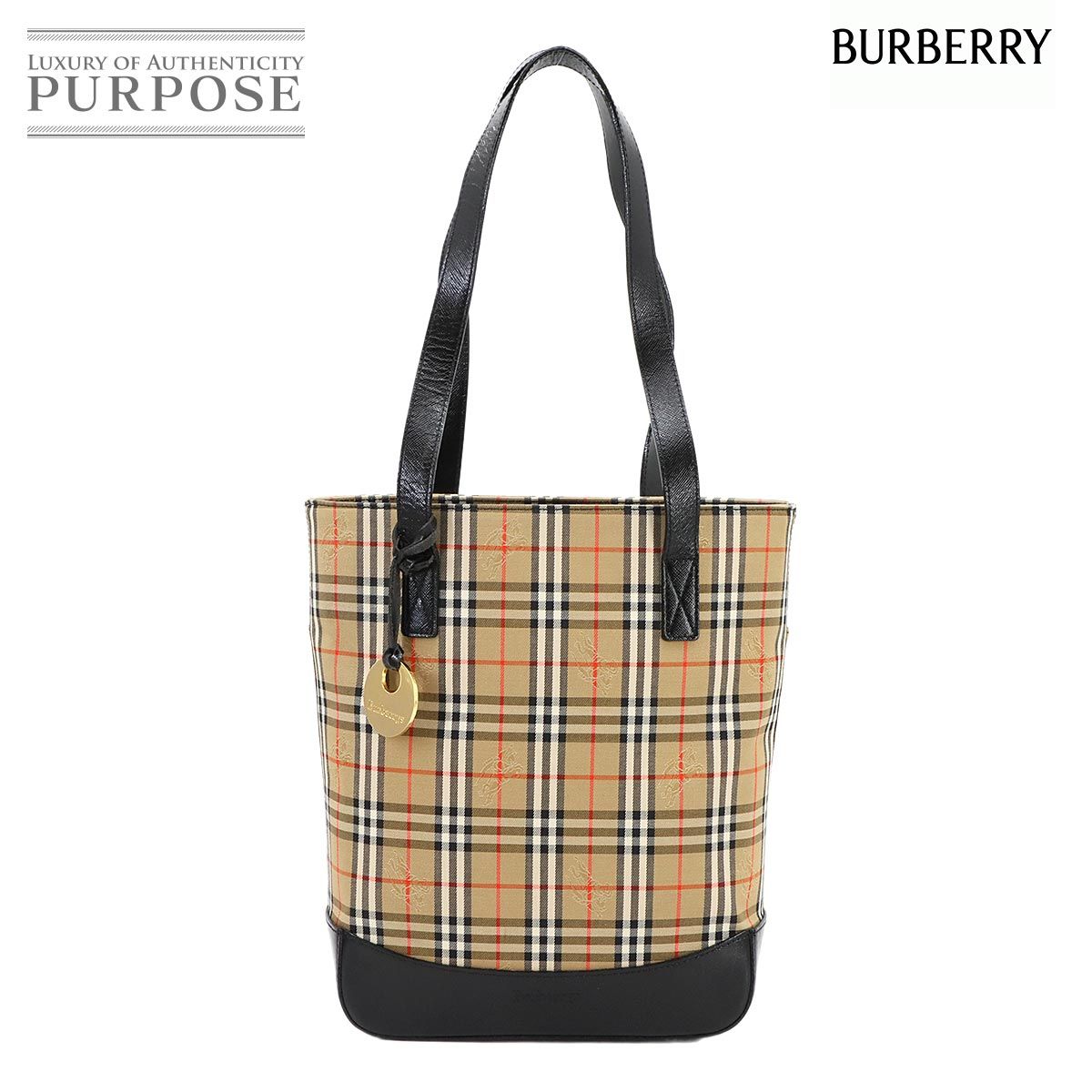 美品 バーバリー BURBERRY ヘイマーケットチェック トート バッグ 
