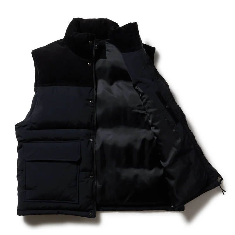 NEW ERA ニューエラ 14682725 ダウンベスト コーデュロイ ナイロン コンビ ブラック メンズアウター メンズベスト コーデュロイ生地 ューエラ14682725 ユニセックスダウンベスト アウター ベスト 男女兼用 ニューエラロゴ おしゃれ