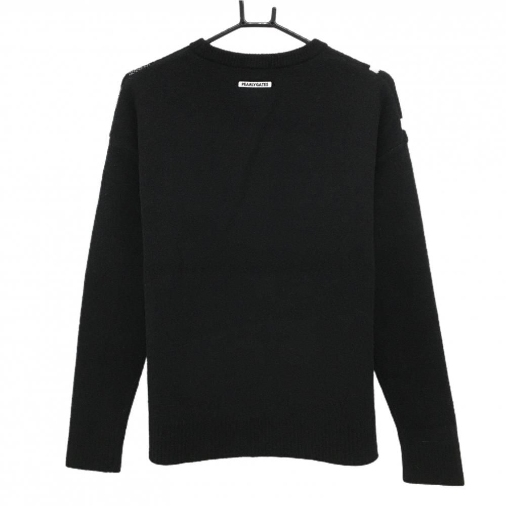 パーリーゲイツ セーター 黒×白 ウール混 ニット レディース 1 M ゴルフウェア PEARLY GATES