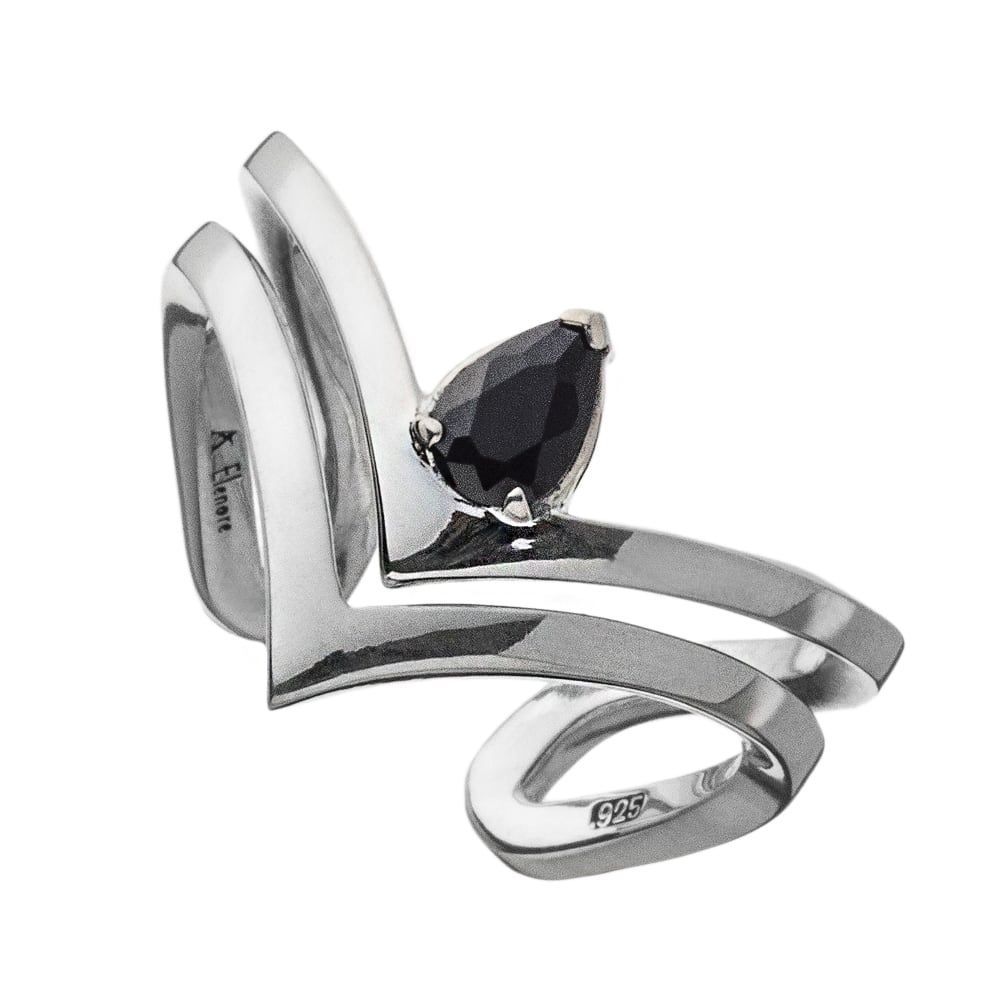 ティアドロップVリングBK アルテミスキングス シルバー ジュエリーブランド