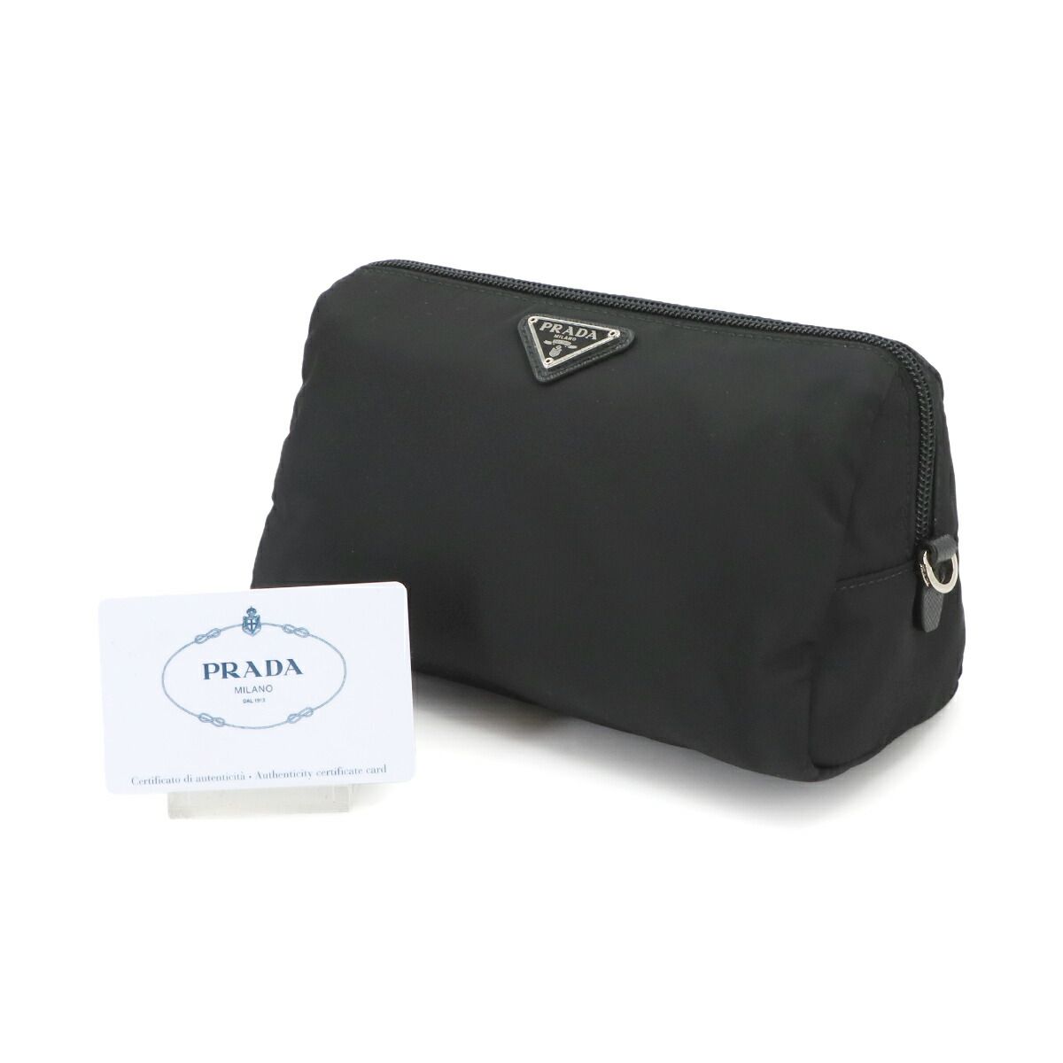 【送料無料】 プラダ PRADA ポーチ ナイロン サフィアーノレザー ブラック 1NE693 シルバー 金具 Pouch 90301547 身近な