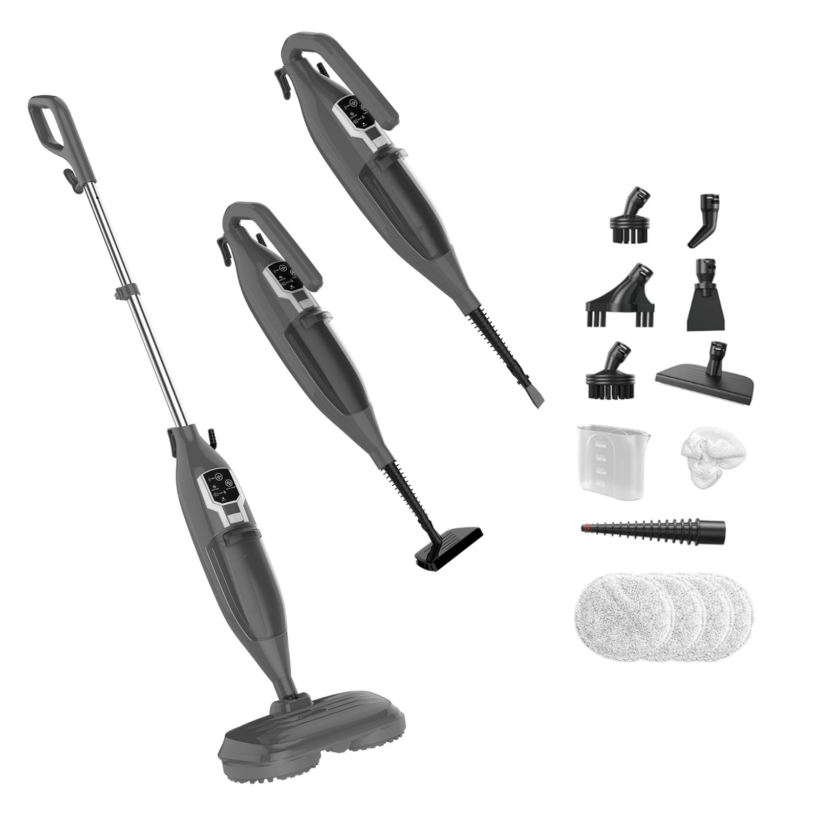 Torder スチームクリーナー 高温スチームモップ スチーム掃除機 年末 年始 3段階蒸気量調節 床 玄関 水あか 油汚れ 家中どこでも使える 13点セット 1台多役 white