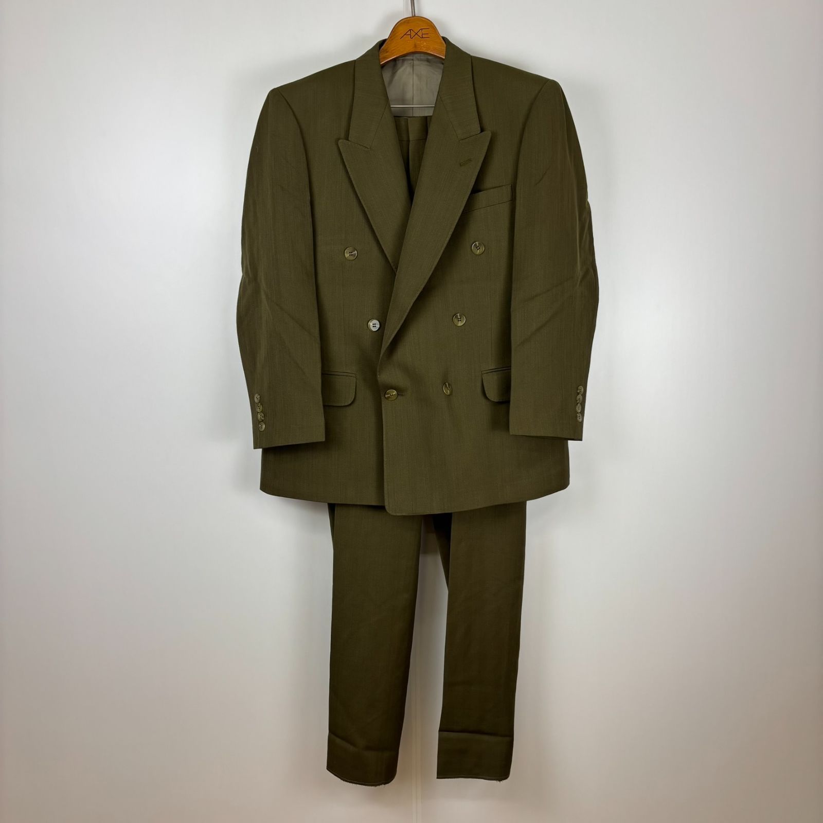 CLASSIC クラシック セットアップ スーツ カーキ オリーブ ダブル W89サイズ 古着 ヴィンテージ レトロ 90s oc-001-043