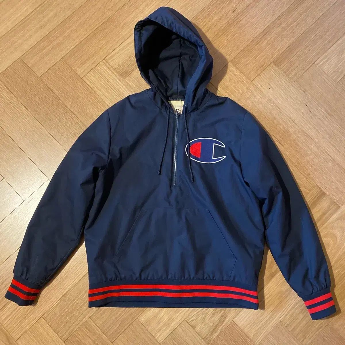 シュプリーム x チャンピオン ハーフ ジップアップ ナイロン プルオーバー