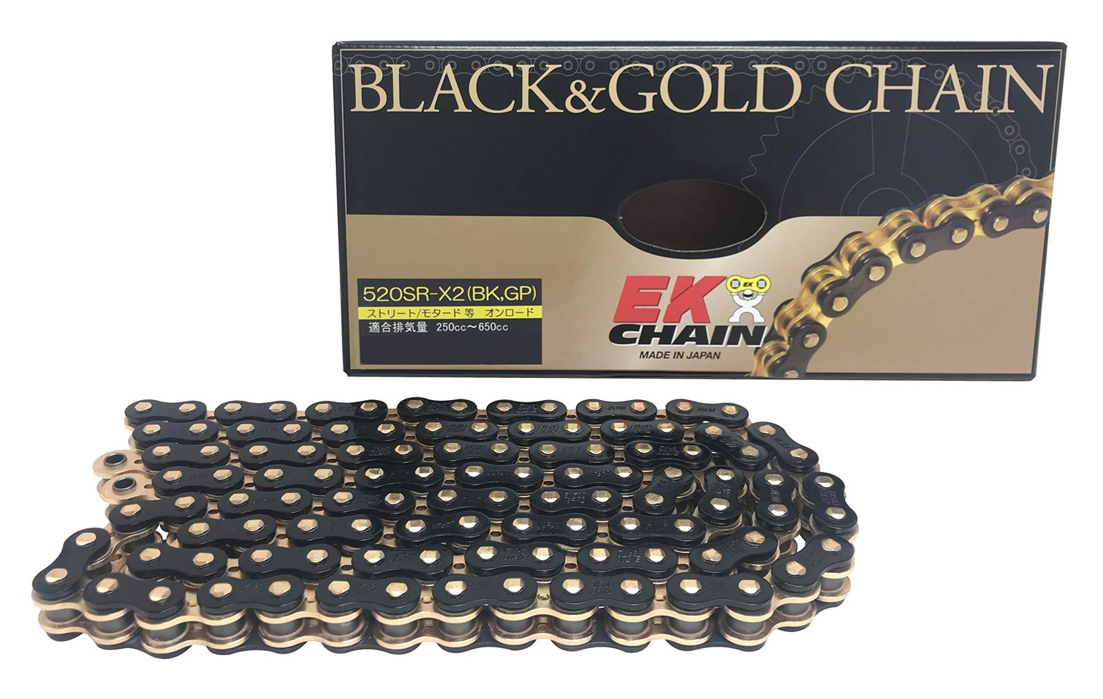EK イーケー バイク用チェーン 520 SR X 2 ブラック ゴールド 132 L MLJ カシメジョイント QXリングシール