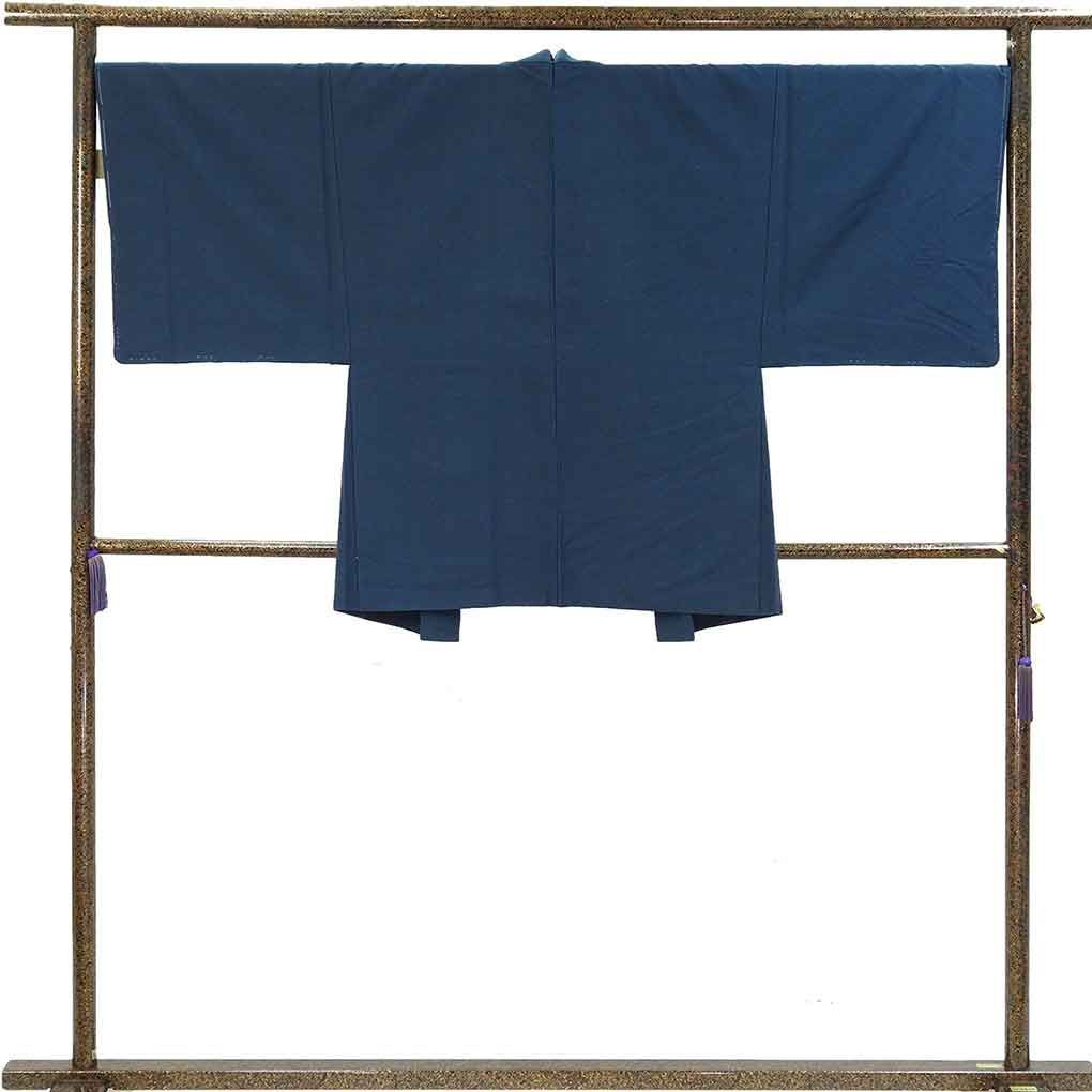  男物アンサンブル 羽織丈84 cm 身丈135 裄68 前幅25 後幅30 5 袖丈47 袖幅35 メンズ 袷 無地 裄長 裄Lサイズ 秋冬春用 正絹 シルク ネイビー リメイク リユース リサイクル 呉服のきくや 着物 着物 浴衣