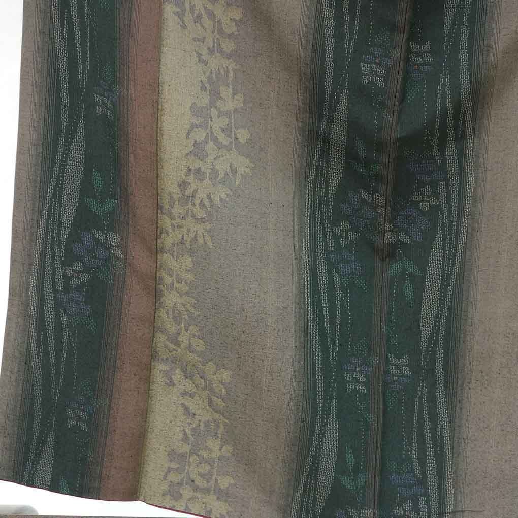 紬 身丈160 cm 裄64.5 前幅24 後幅30 袖丈49 袖幅33 レディース 袷 縦ぼかし 裄Mサイズ 秋冬春用 正絹 シルク ブラウン リメイク リユース リサイクル 呉服のきくや