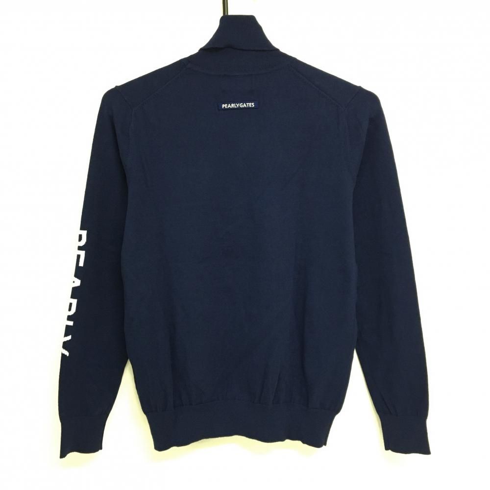 パーリーゲイツ タートルネックセーター ネイビー ロゴ白 コットン混 ニット レディース 0 S ゴルフウェア PEARLY GATES