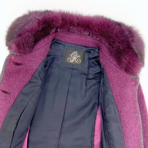 伊太利屋 イタリア モヘヤ ニットコート 新品同様 378100-1C