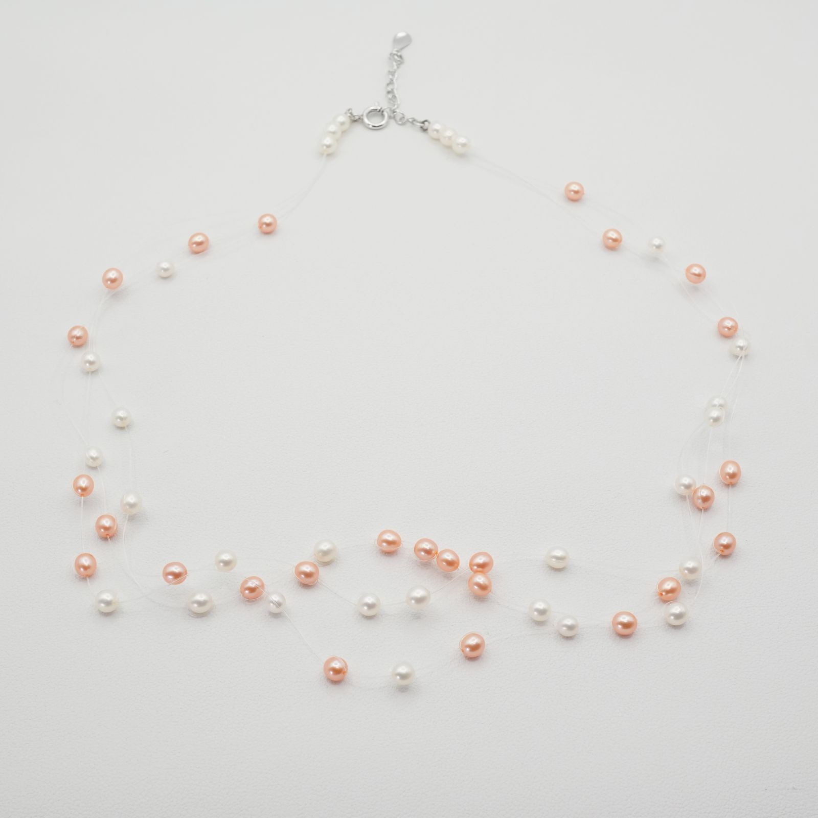 田崎真珠 3連 パール ワイヤー ネックレス 淡水真珠 24-2106