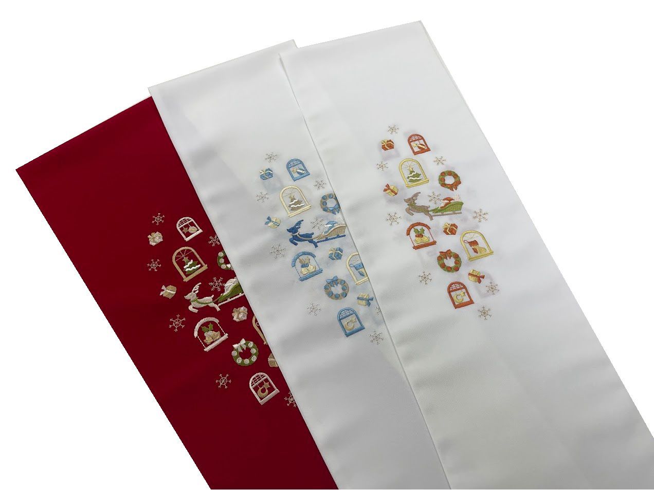 柄 半衿 刺繍半襟 ちりめん テイジン はんえり サンタ かわいい 洗える半衿 半襟 半えり ツリー