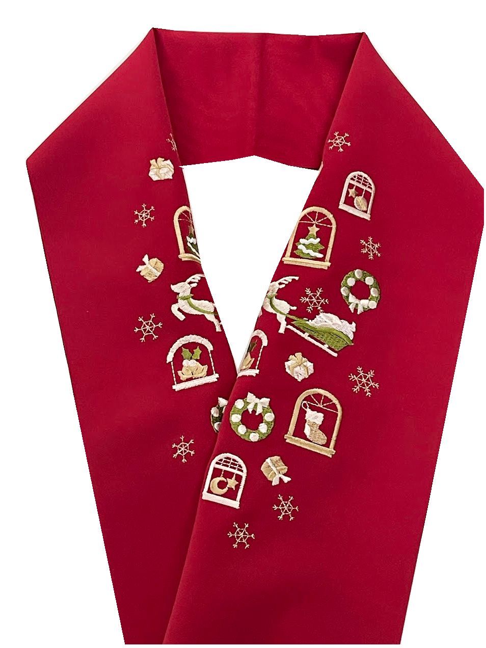 柄 半衿 刺繍半襟 ちりめん テイジン はんえり サンタ かわいい 洗える半衿 半襟 半えり ツリー