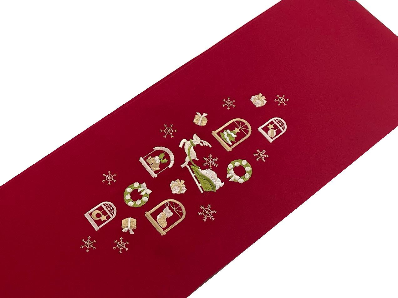  柄 半衿 刺繍半襟 ちりめん テイジン はんえり サンタ かわいい 洗える半衿 半襟 半えり ツリー 半襟 長襦袢 半襦袢