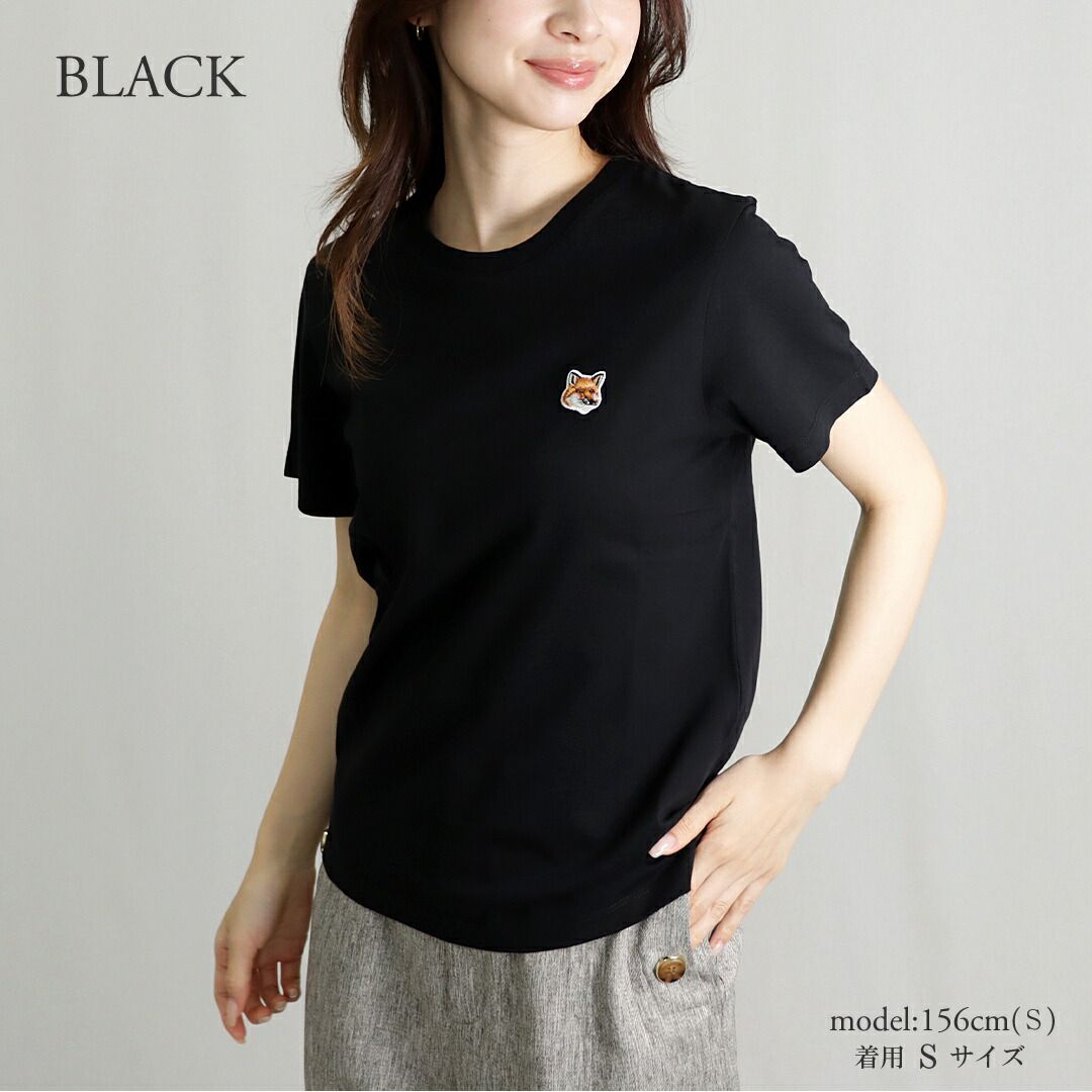  メゾンキツネ MAISON KITSUNE レディース Tシャツ FOX HEAD PATCH P 199 BLACK 半袖(Tシャツ) Tシャツ カットソー