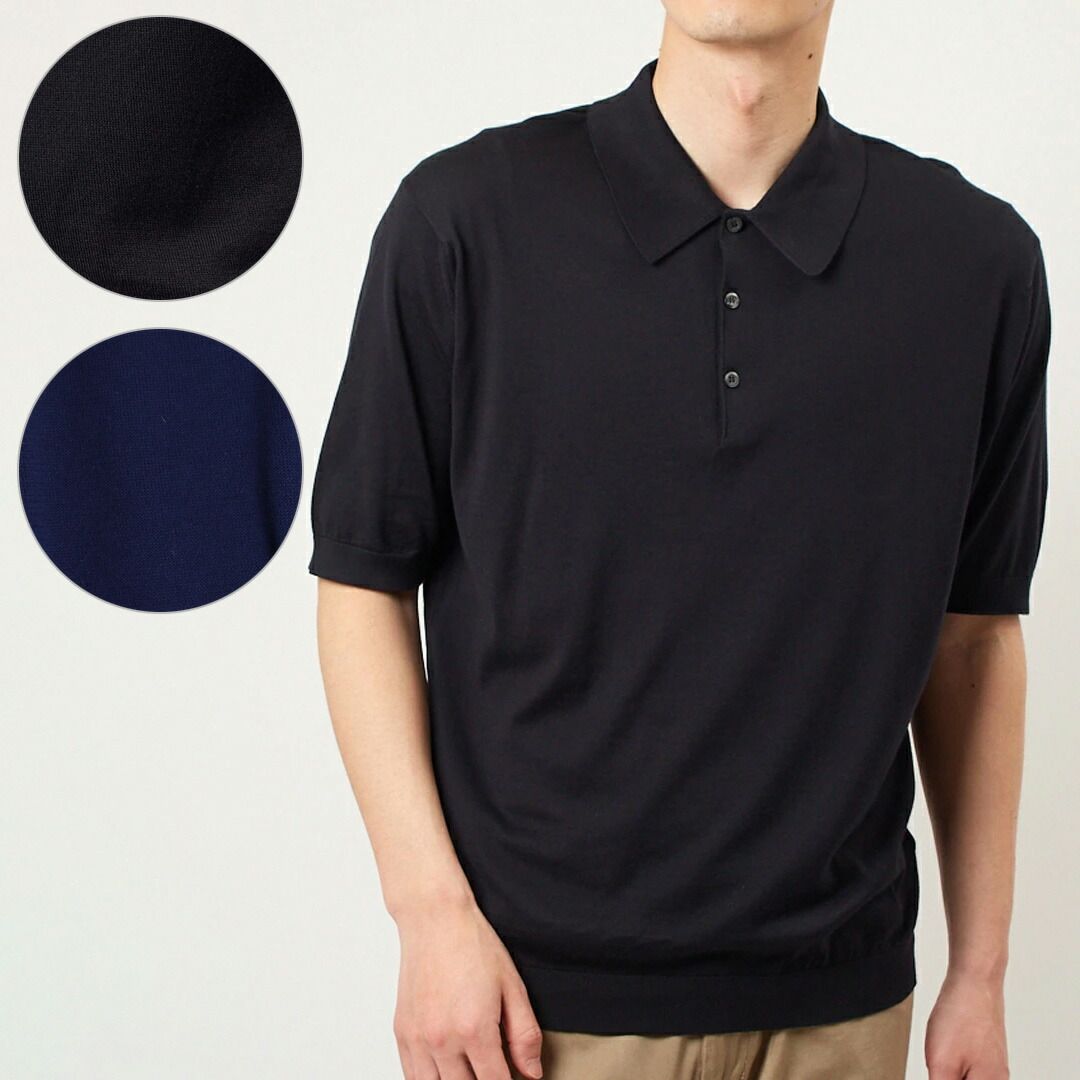 ジョンスメドレー JOHN SMEDLEY メンズ 半袖 ポロシャツ カットソー ISIS アイシス シーアイランドコットン 30ゲージ ニット EASY FIT FRENCH NAVY