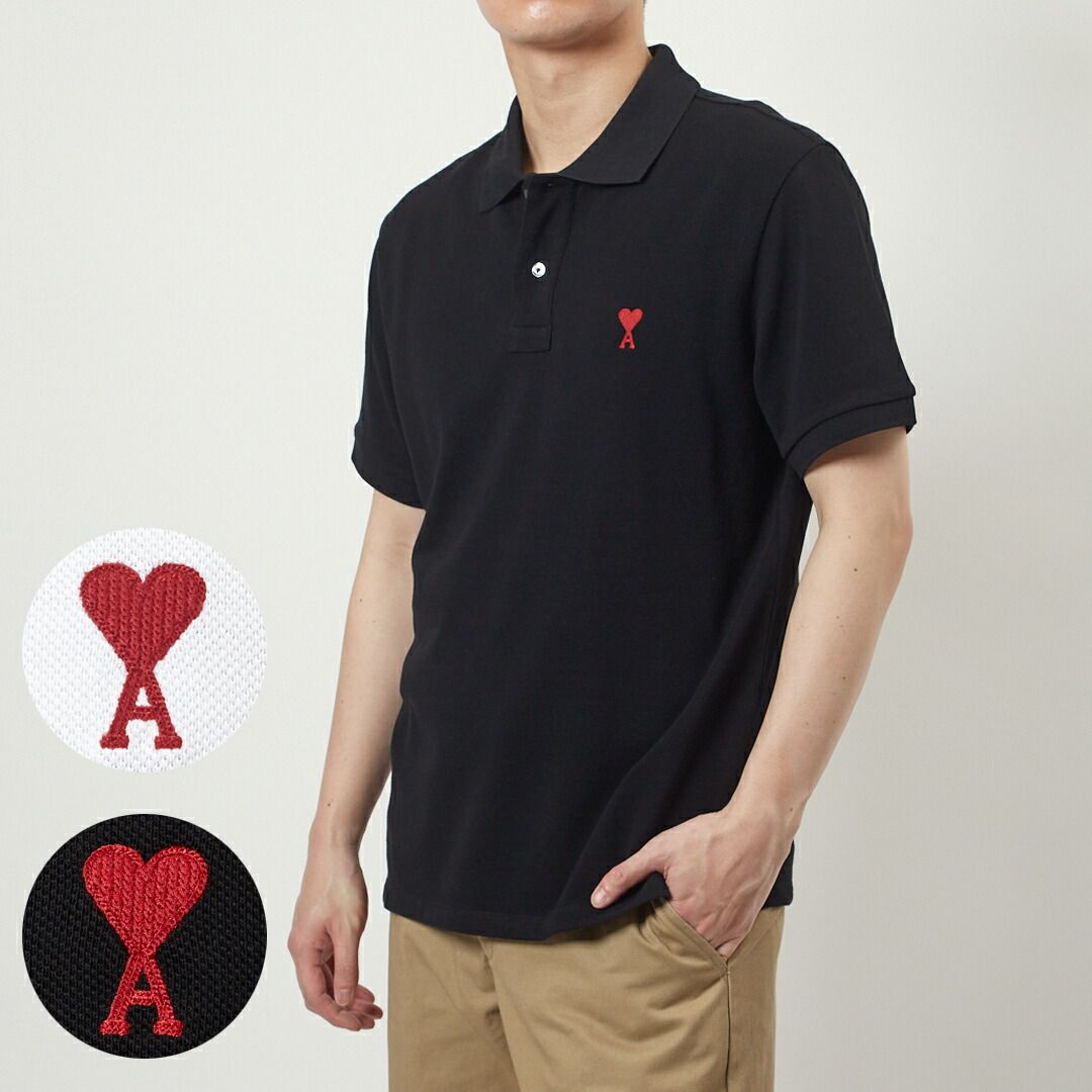 アミパリス AMI PARIS メンズ 半袖 ポロシャツ AMI DE COEUR POLO SHIRT BFUPL001.760 100 BLANC ホワイト