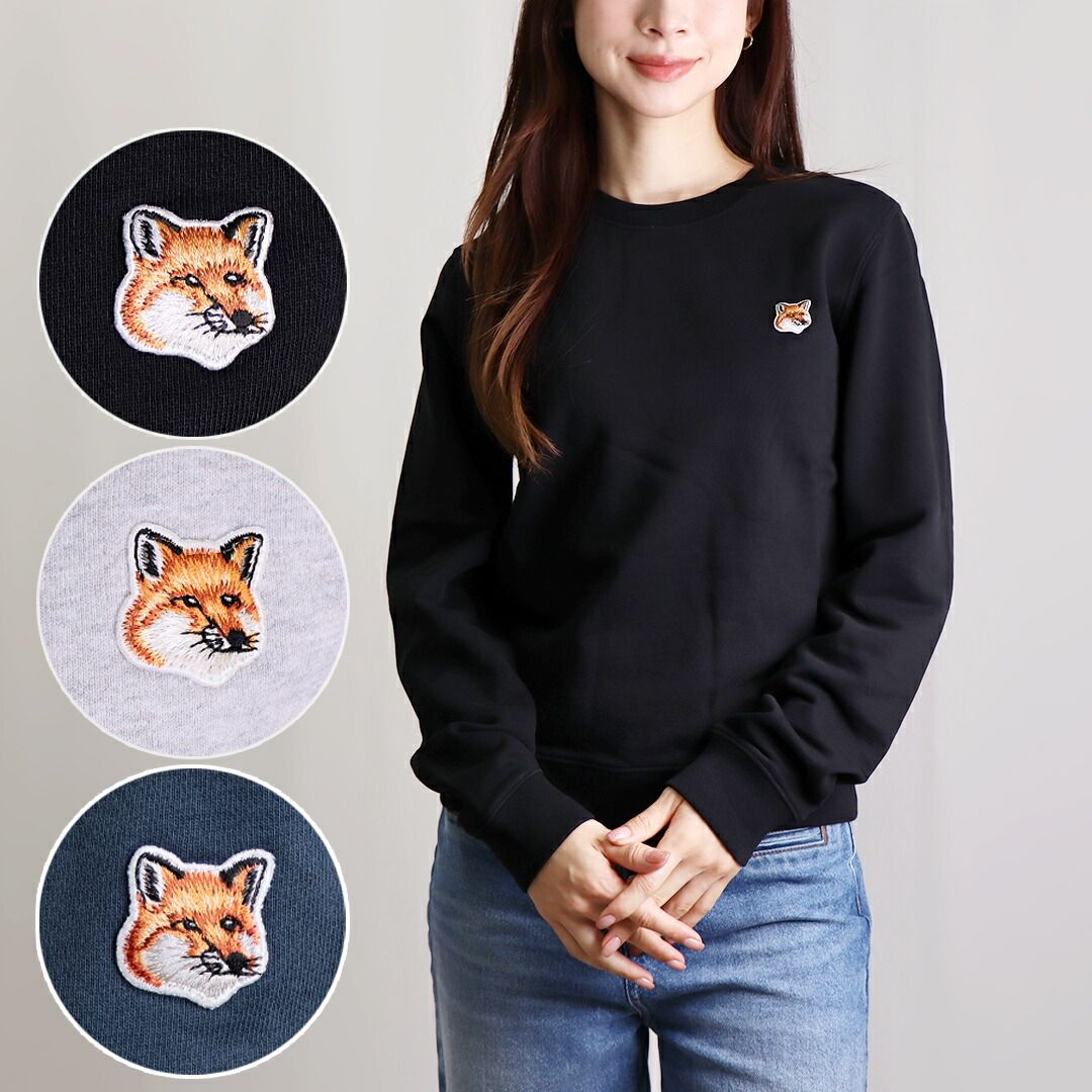 メゾンキツネ MAISON KITSUNE レディース トレーナー フォックスヘッド FOX HEAD PATCH LW00302KM0001 P199 BLACK