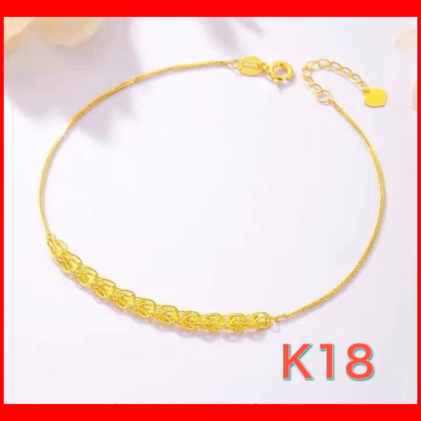 ペタル ブレスレット 18金 イエロー ゴールド K18 地金 18K チェーン 