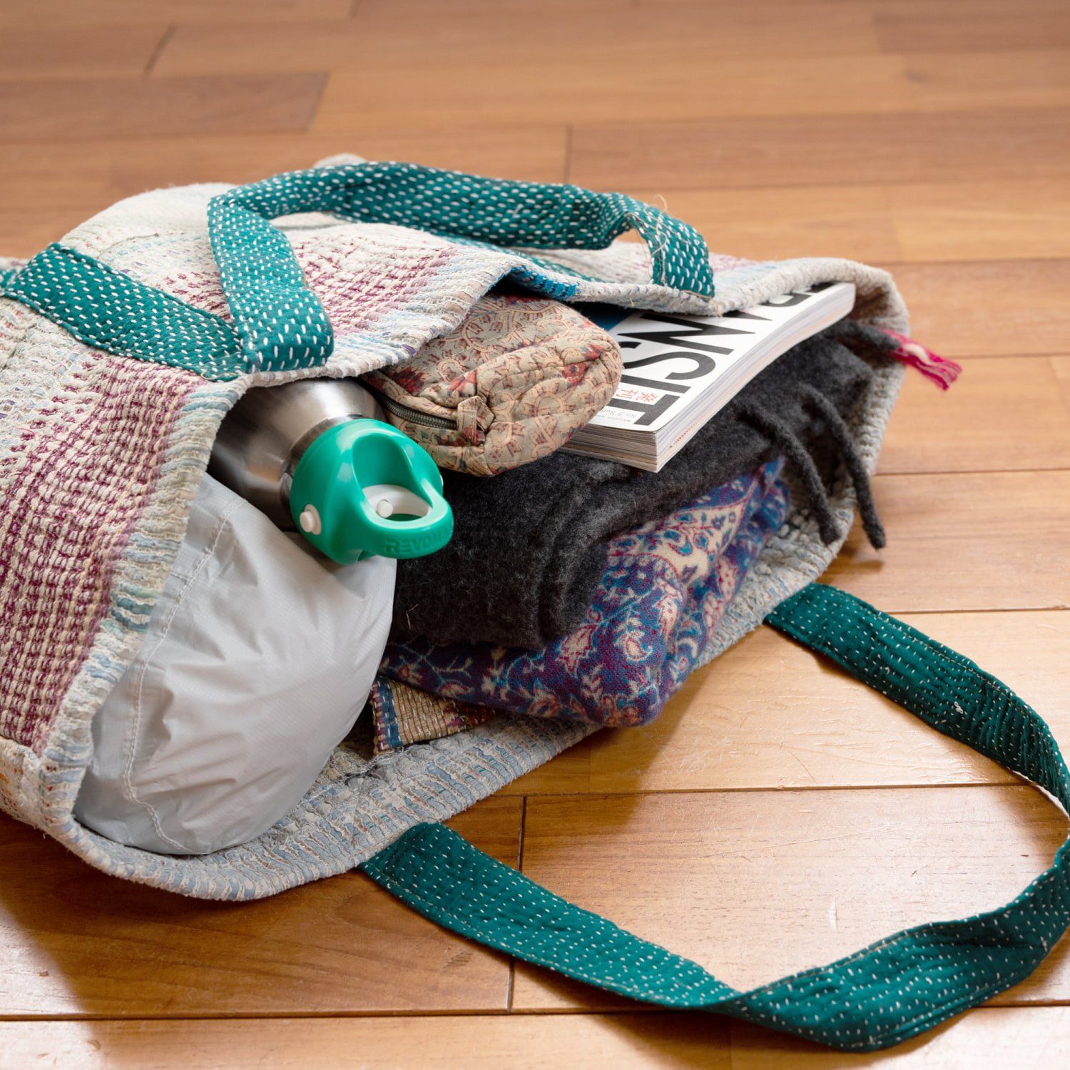 最高の品質！ 世界にひとつ ビンテージカンタのトートバッグ カンタ カンタ刺繍 刺し子 バッグ トートバッグ おけいこバッグ ショ ライト