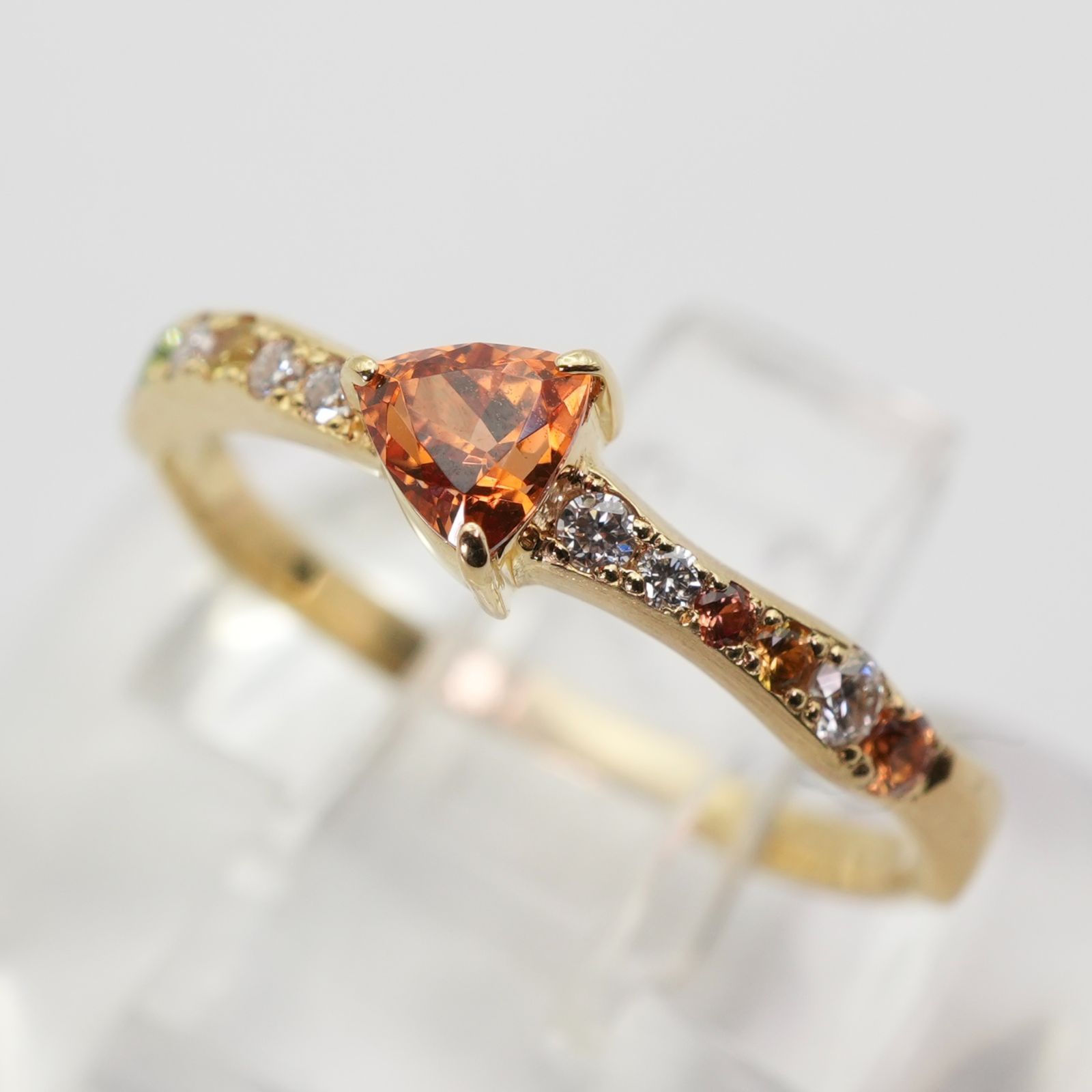 セイレーンアズーロ K18 オレンジガーネット×ダイヤ リング 25-2178S