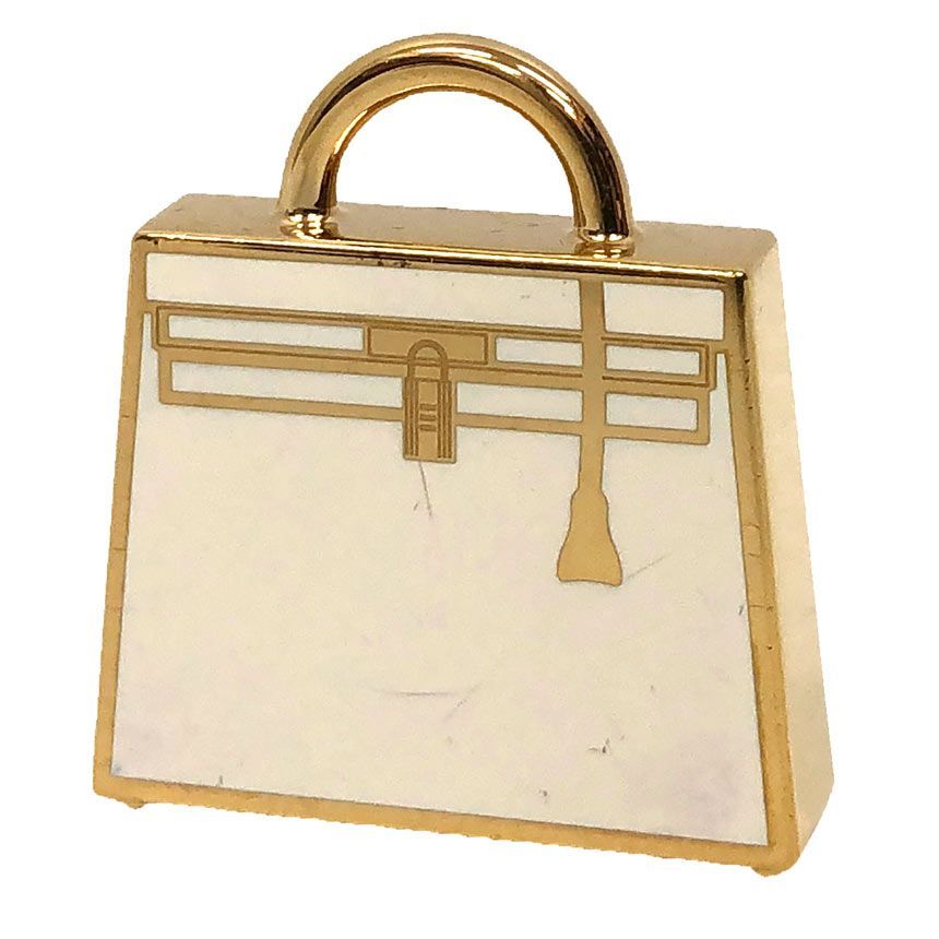 HERMES エルメス チャーム ペンダント トップ キュリオジテ ケリー キュリオシー 白×ゴールド aq12155