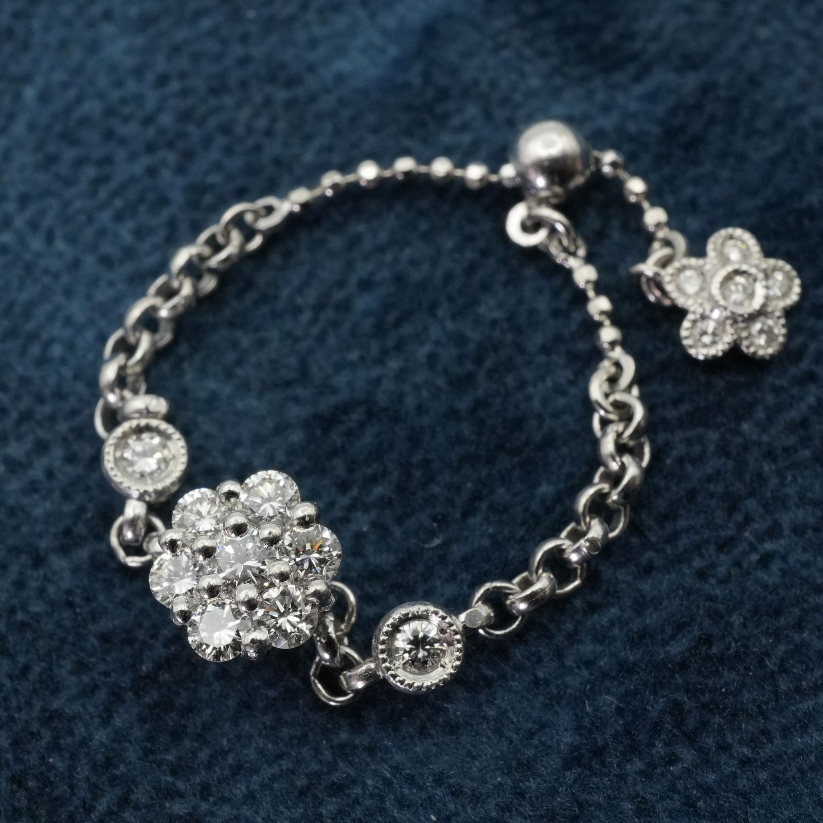 アベリ ダイヤモンド チェーン フラワー リング 0.25 ct 24-4785 S