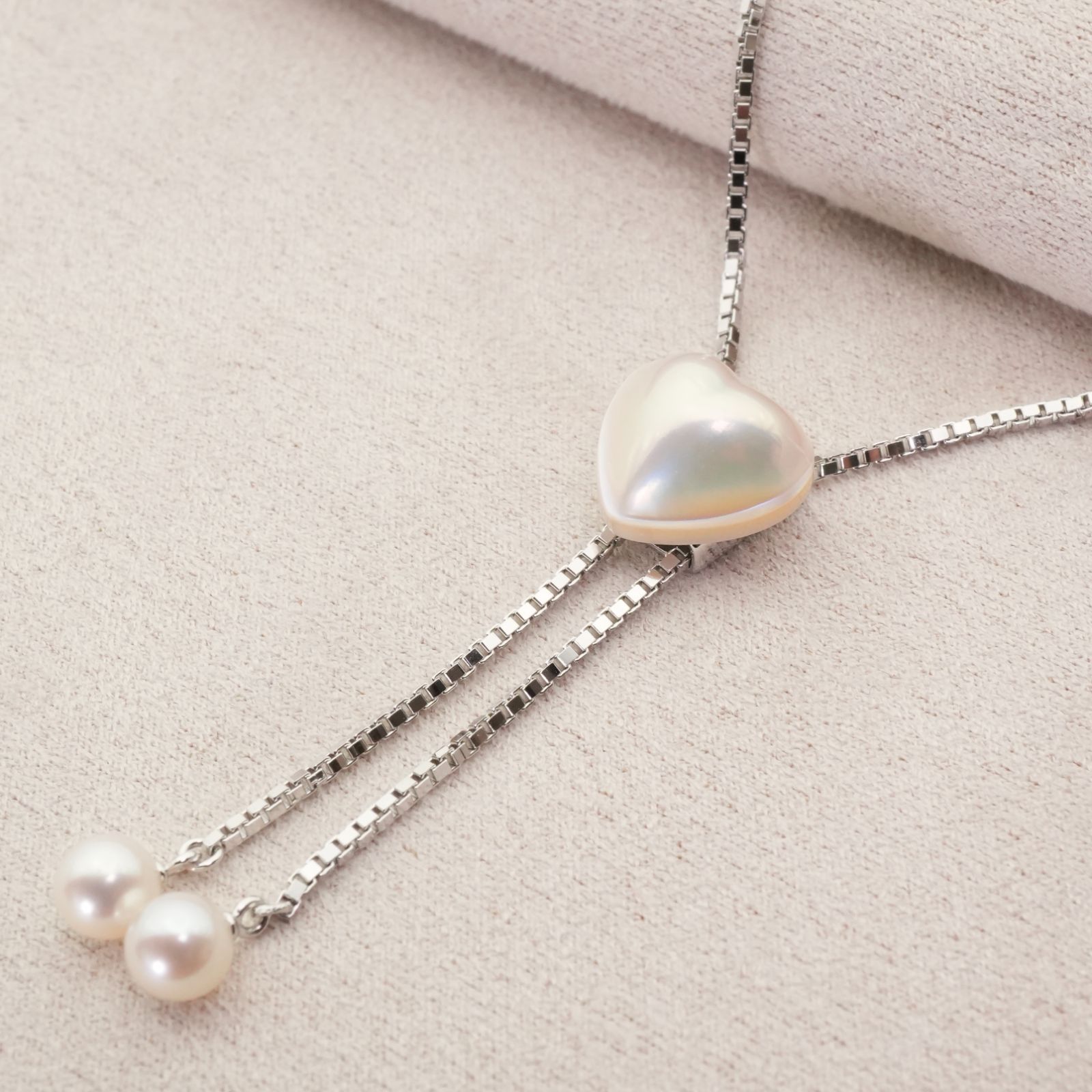 田崎真珠 マベ真珠 ハート ループタイ ネックレス 25-1881 S