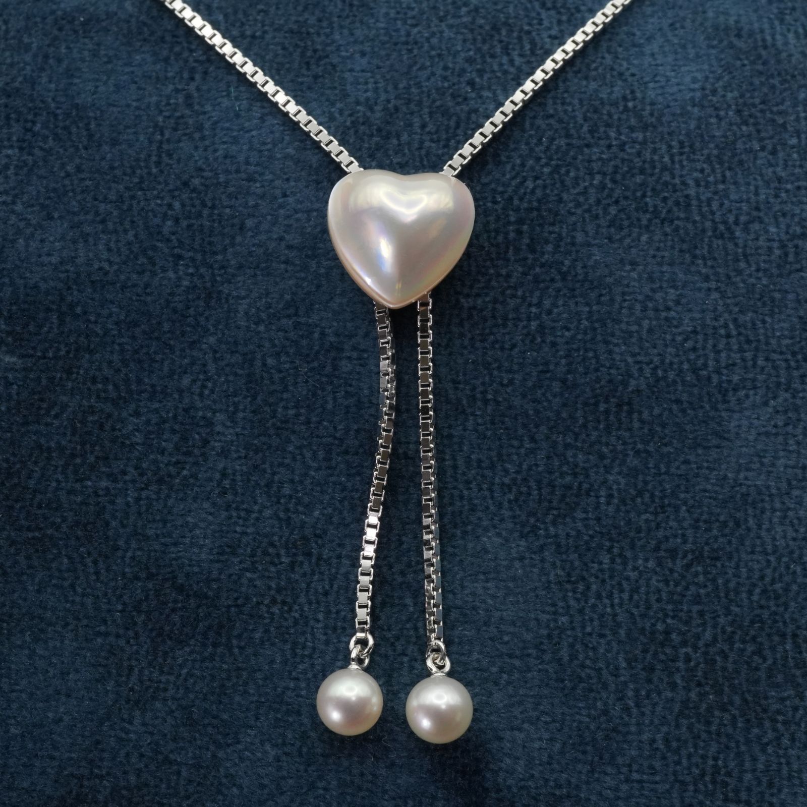 田崎真珠 マベ真珠 ハート ループタイ ネックレス 25-1881S